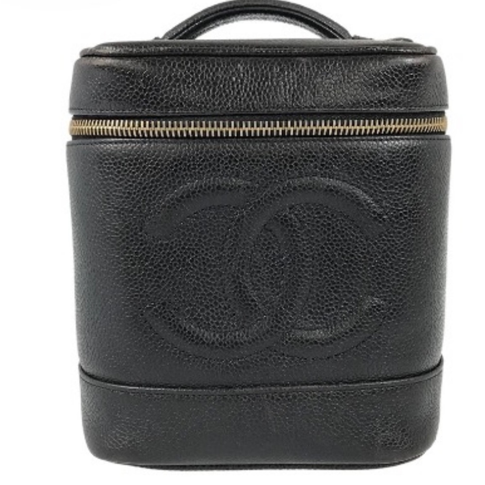 CHANEL Black Leather Cosmetic Case
